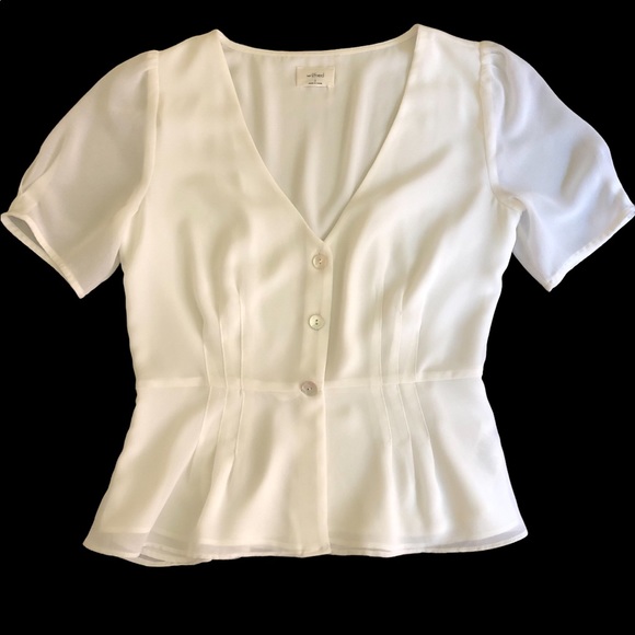 Wilfred Tops - Wilfred Button Front Peplum White Blouse (size 2)